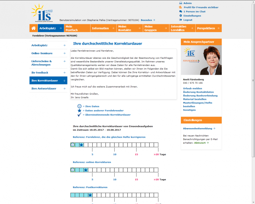 Screenshot ILS-Fernlehrerarbeitsplatz
